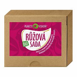 Purity Vision Bio Ružová sada: Bio růžový krém univerzální 70 ml + Růžová voda ze vzácné damašské růže + BIO Růžový krém omlazující 40 ml + Růžový čaj 10 g dárková sada