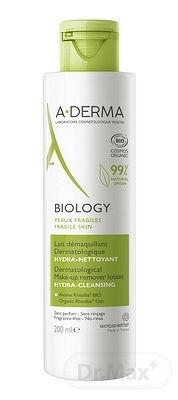 A-Derma Biology Dermatologické odličovacie mlieko Hydratačné čistiace 200 ml