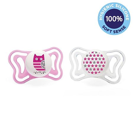 Chicco cumlík Physio Light silikon dievča sova/hviezdy 2 ks V000911