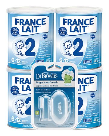 France Lait 2 + Dr.Browns zubná kefka 4 x 400 g