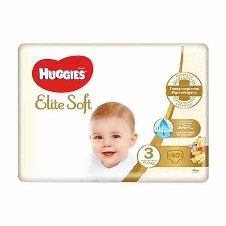 HUGGIES Elite Soft 3 5 - 9 kg 40 ks