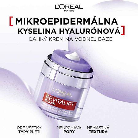 L'Oréal Paris Revitalift Filler Pressed Cream ľahký krém s kyselinou hyalurónovou, 50 ml