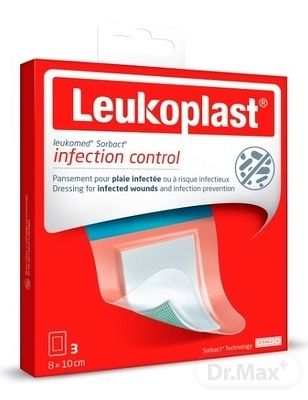 LEUKOPLAST LEUKOMED SORBACT absorbčná náplasť na rany vodeodolná 8 x 10 cm 3 ks