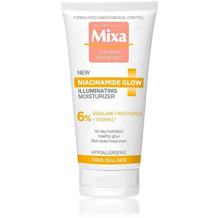 Mixa Niacinamide Glow rozjasňujúci krém poskytujúci 24 hodinovú hydratáciu 50 ml