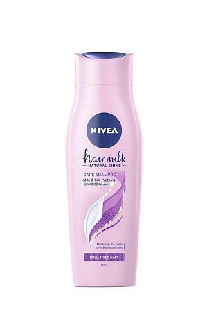 Nivea Hairmilk Natural Shine ošetrujúci šampón na unavené vlasy bez lesku 250 ml